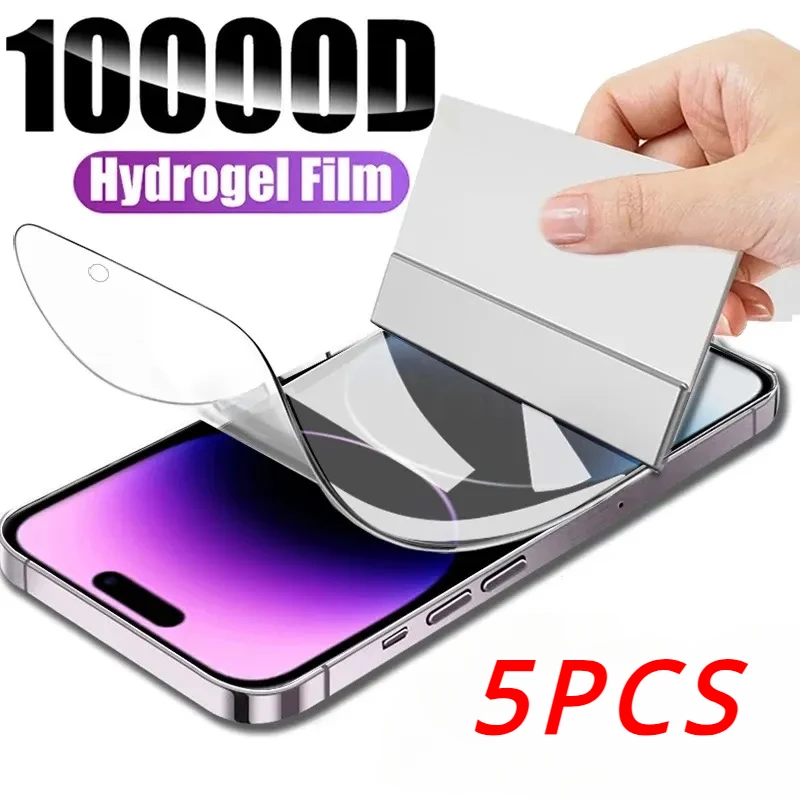 5Pcs Soft Hydrogel Film for iPhone 15 13 12 14 11 Pro Max Silicone TPU Screen Protector for iPhone 11 14 15 XS XR X 7 8 15 Plus