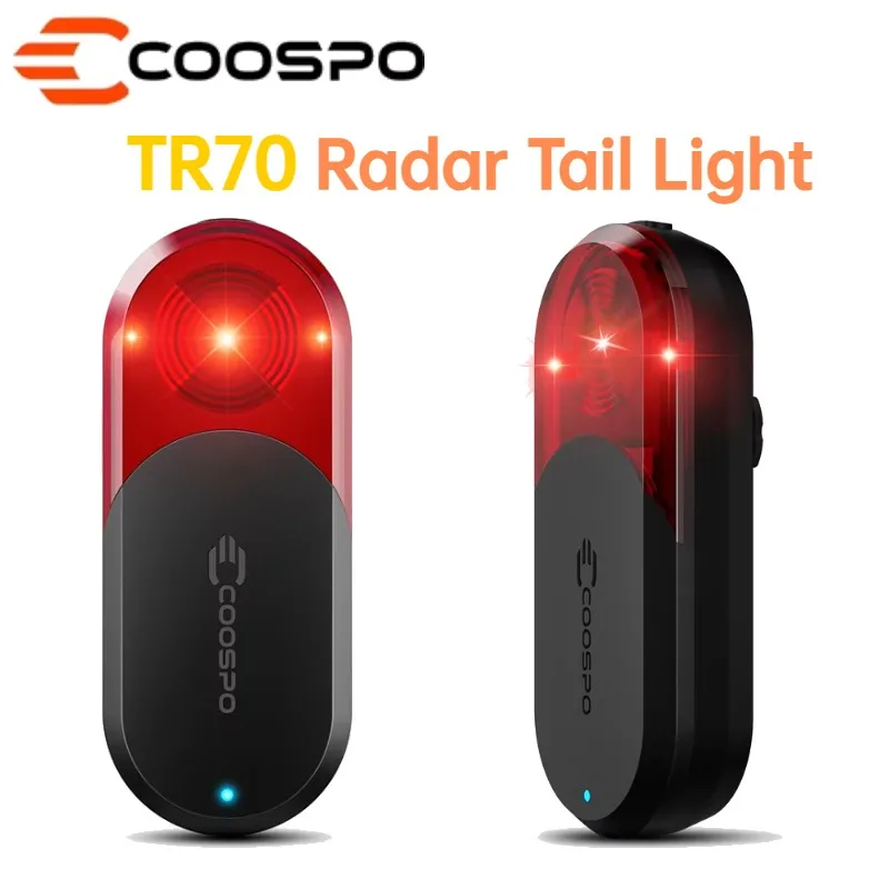 COOSPO TR70 Smart Radar Bike Tail Light, Auto Brake Warning, IP67 Waterproof, 7 Modes Cycling Rear Light, 140m Vehicle Detection