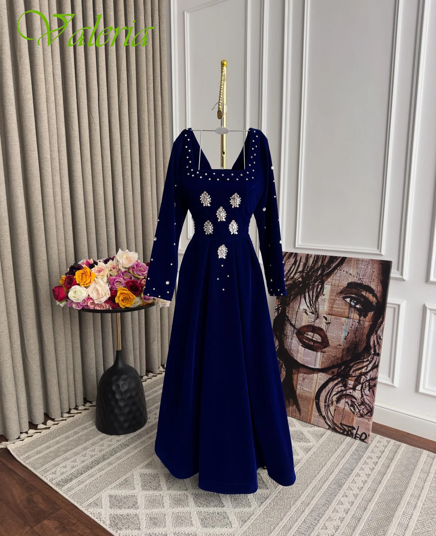 맞춤형 A라인 스퀘어 칼라 우아한 정장 이브닝 드레스 섬세한 패션 맞춤형 행사 가운 고품질 파티 드레스