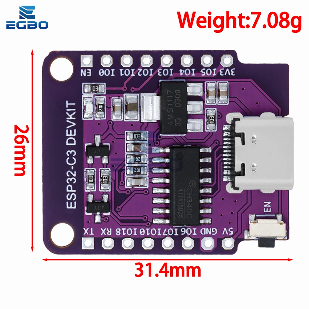 MINI ESP32-C3 WiFi Bluetooth BLE5.0 Development Doard Equipped with ESP32-C3 MINI-1 Module