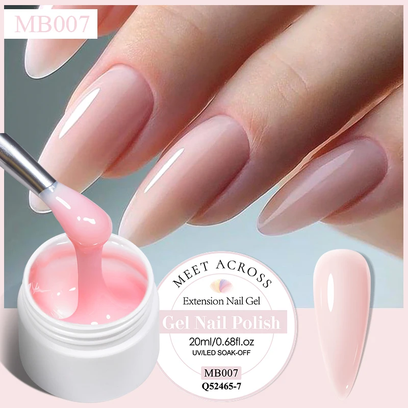 MEET ACROSS 20ml Milky White Extension Nail Gel Polish Acrylic Construction Self Leveling Building Gel for Spring Summer Nails