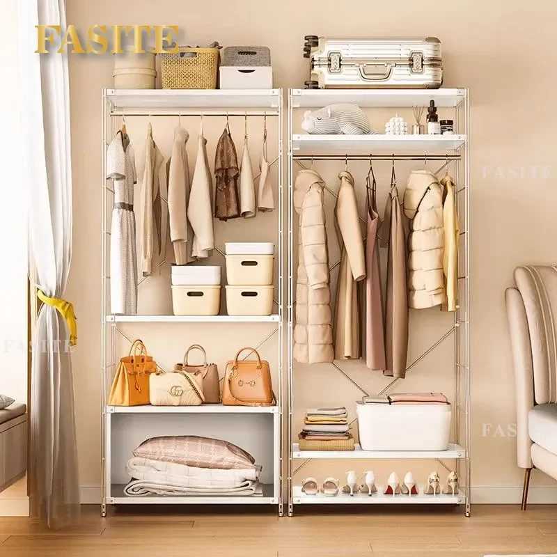 For Open Floor to Ceiling Walk in Metal Wardrobe Simple Japanese Style Bedroom Cloakroom Rack Hanger Storage Furniture
