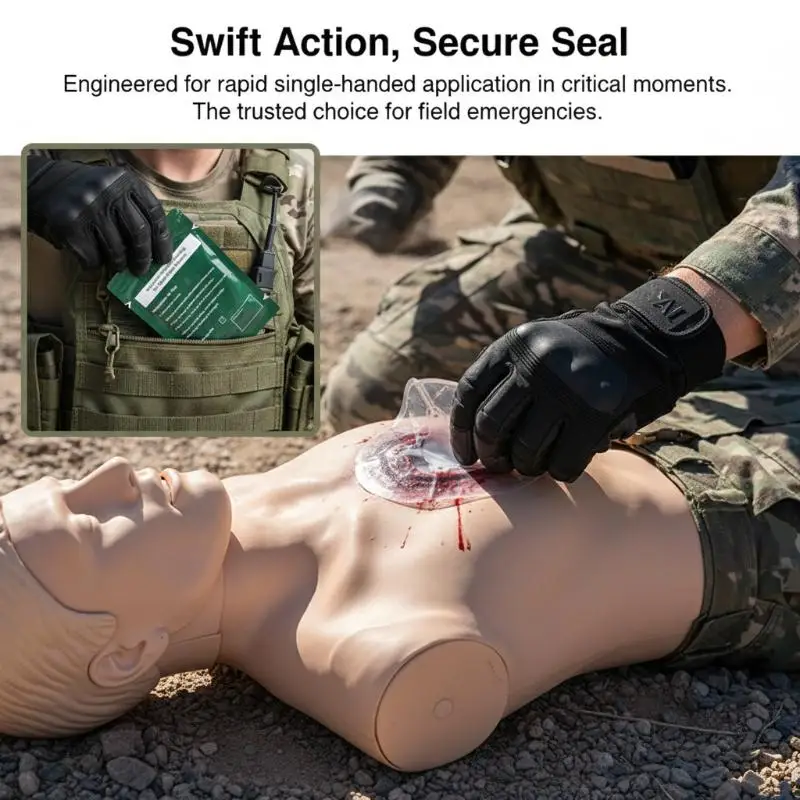 Safety Survival Emergency Trauma Sticker Chest Seal Vented First Aid Patch Outdoor Tool