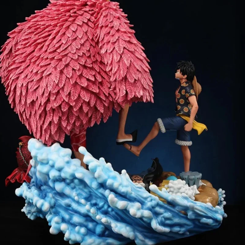 21cm jednoczęściowa figurka Donquixote Doflamingo Vs Luffy figurka Anime Luffy figurka Gk statua lalka Model dekoracja zabawka prezent urodzinowy