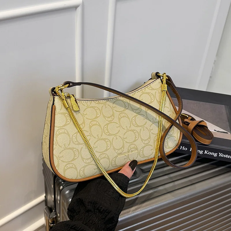 

2025 Printed Crescent Bag - Stylish Underarm & Crossbody Purse, Versatile Shoulder Handbag for Women