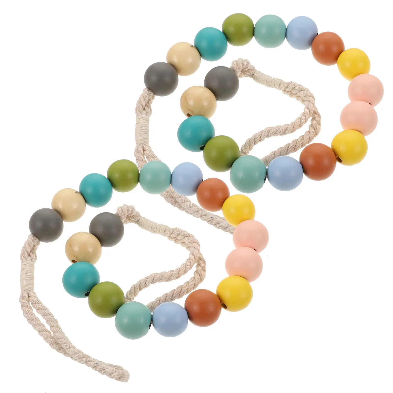 2Pcs Decorative Curtain Tiebacks Wood Bead Strap Elegant Simple Curtain Fixing Straps for Bedroom Living Room Home Decors