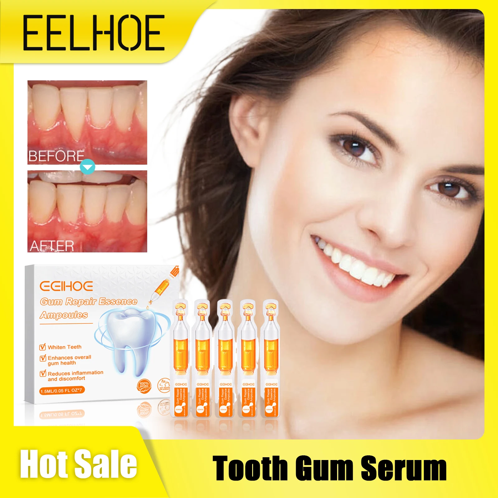 

Tooth Gum Serum Repair Anti Gingival Atrophy Recession Inflammation Discomfort Disease Remove Stain Oral Whitening Teeth Essence