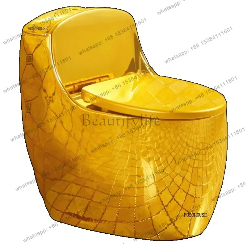 PG Luxury Golden Egg-shaped Toilet Bathroom Fixture Siphon Super Swirl Large-diameter Water-saving Silent Toilet Gold Toilet m