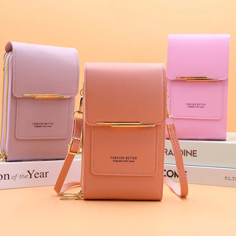 Women's New Fashion Luxury Hand Bag Touch Screen Cell Phone Purse Shoulder Bag Female Small Wallet Soft Leather Crossbody  Bag