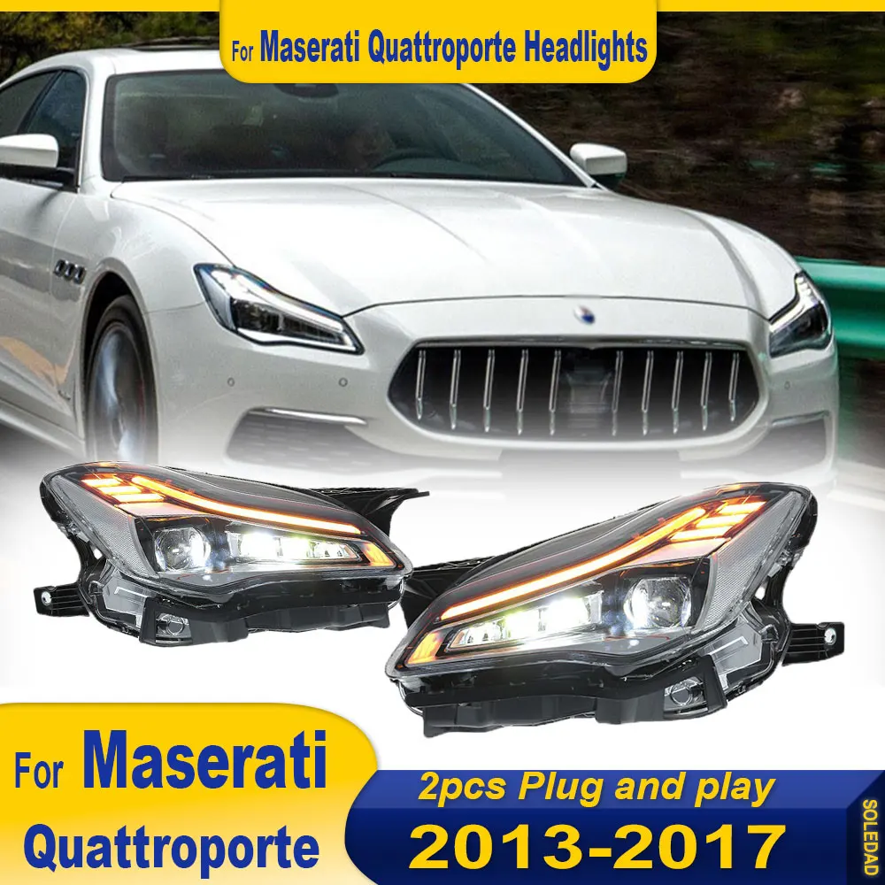 LED Light Headlight Assembly For Maserati Quattroporte 2013 2014 2015 2016 2017 2018 2019 2020 2021 Upgrade Full LED Front Lamps