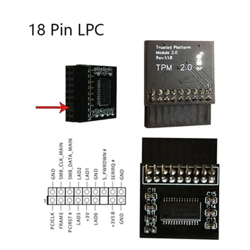 Exquisite-2X Tpm 2.0 Encryption Security Module Board Remote Control TPM2.0 LPC 18Pin Motherboards Card For ASROCK For Windows 1