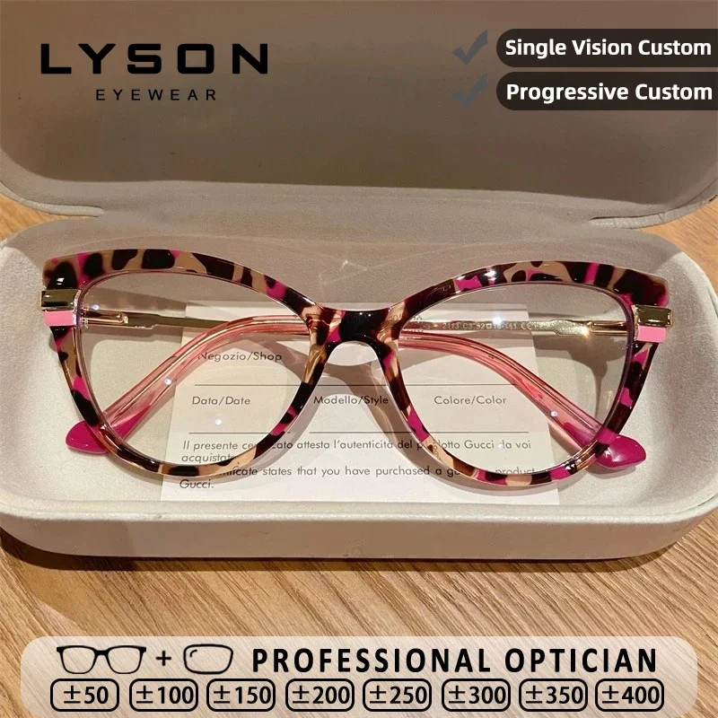 

LYSON New Fashion Cat Eye Women Anti Blue Light Reading Glasses Myopia Hyperopia Customizable Prescription Progressive Glasses