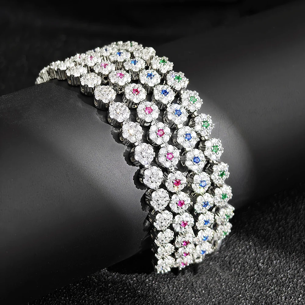 2025 جديد فاخر مستدير أحمر أخضر أزرق أبيض ملون اللون سوار الإسورة للنساء هدية عيد الحب المجوهرات بالجملة S7192 #1