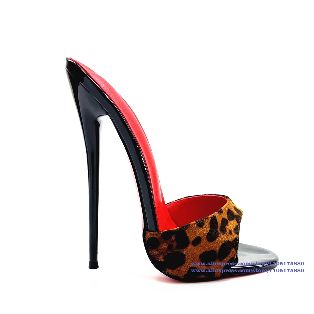زيبرا طباعة المفتوحة تو البغال خنجر بطانة حمراء وشباشب سوداء براءات الاختراع مصمم فستان أحذية الحفلات Sandalias De Mujer Verano