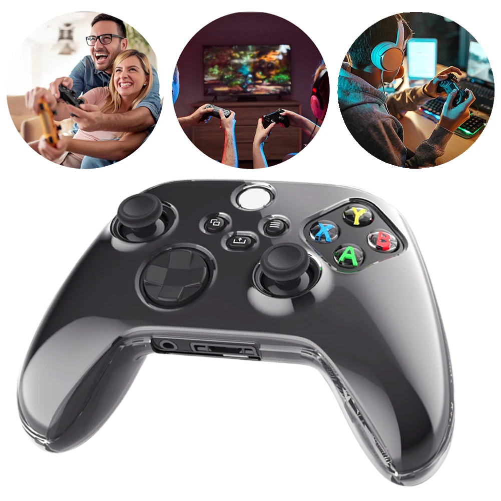 Casing Pelindung Keras Pegangan Anti Selip Casing Kulit Transparan Tahan Benturan untuk Aksesori Pengontrol Xbox Seri X/S