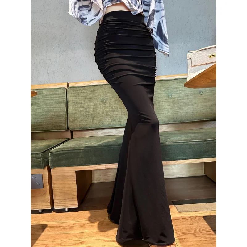 

Модная пригородная сексуальная плиссированная юбка с высокой талией, утягивающая эластичная талия, юбка для тела, повседневная полиэстеровая юбка...