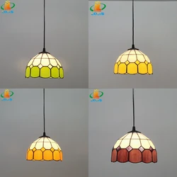 20CM Minimalist Stained Glass Grid Chandelier Tiffany Mediterranean Style Restaurant Bar, Aisle, Balcony Lighting Decoration