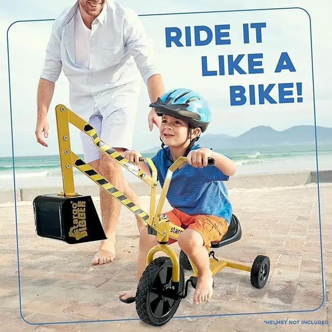 دراجة ثلاثية العجلات لحفار الرمال للأطفال مع دواسات ، مقود ، سكوتر ، عجلة دوارة ، حفارة ركوب ، لعبة بناء ، دراجة ثلاثية العجلات #5