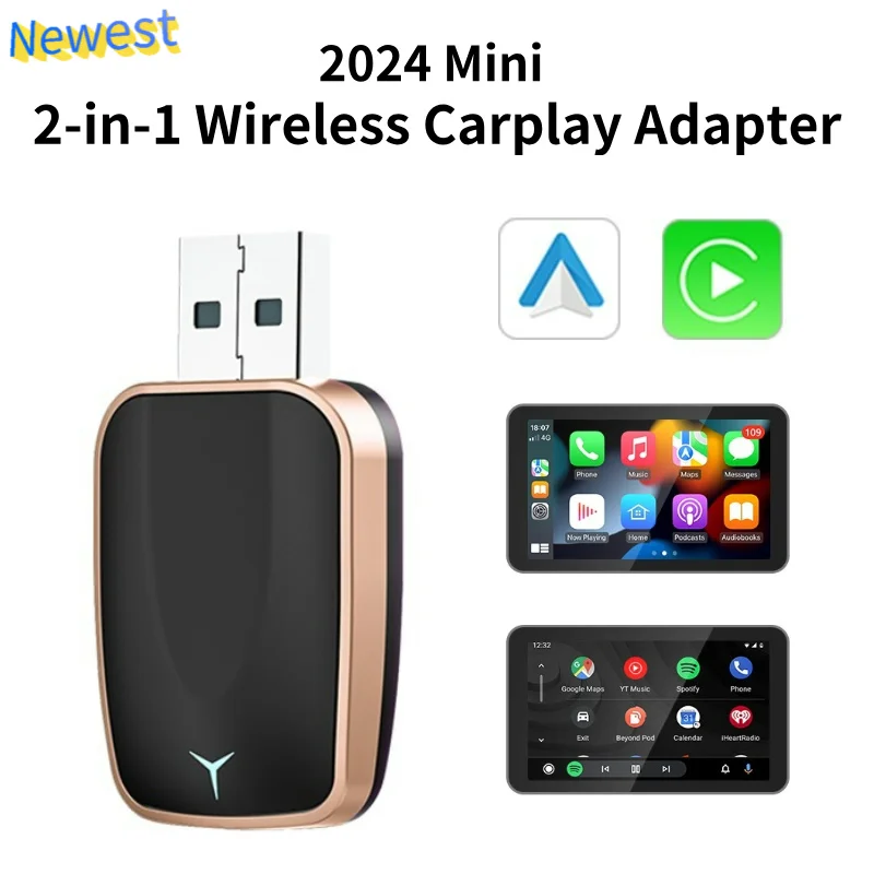 NEW 2 In 1 Wireless Carplay AI Box Android Auto Plug And Play  2025 5G WIFI For iphone Android Phone Wired Carplay To Wireless