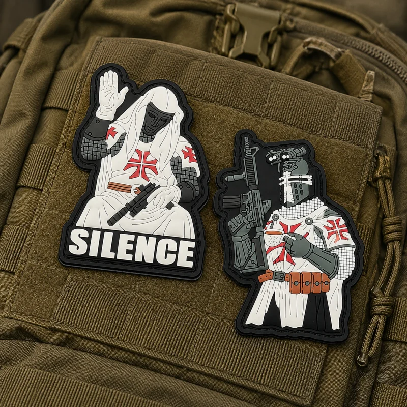 3D PVC Patches Tactical Morale Patch Templar Knight Rubber Badge for Backpack Vest,Uniform Clothing, Equipment Accessories Patch