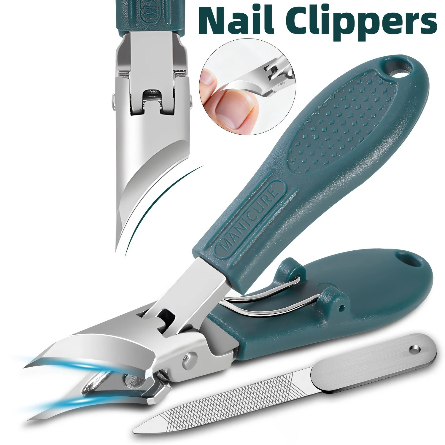 Stainless Steel Ingrown Toenail Clippers Set Sharp Oblique Point Tip Pedicure Cutter with Nail File for Thick Hard Nails