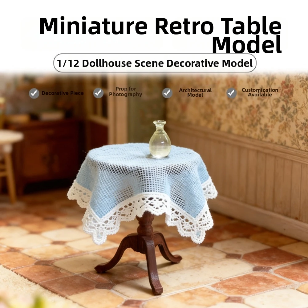 1:12 Vintage Miniature Mini Furniture Multifunction 3Styles Dollhouse Wood Table Outdoor Table Model Toy