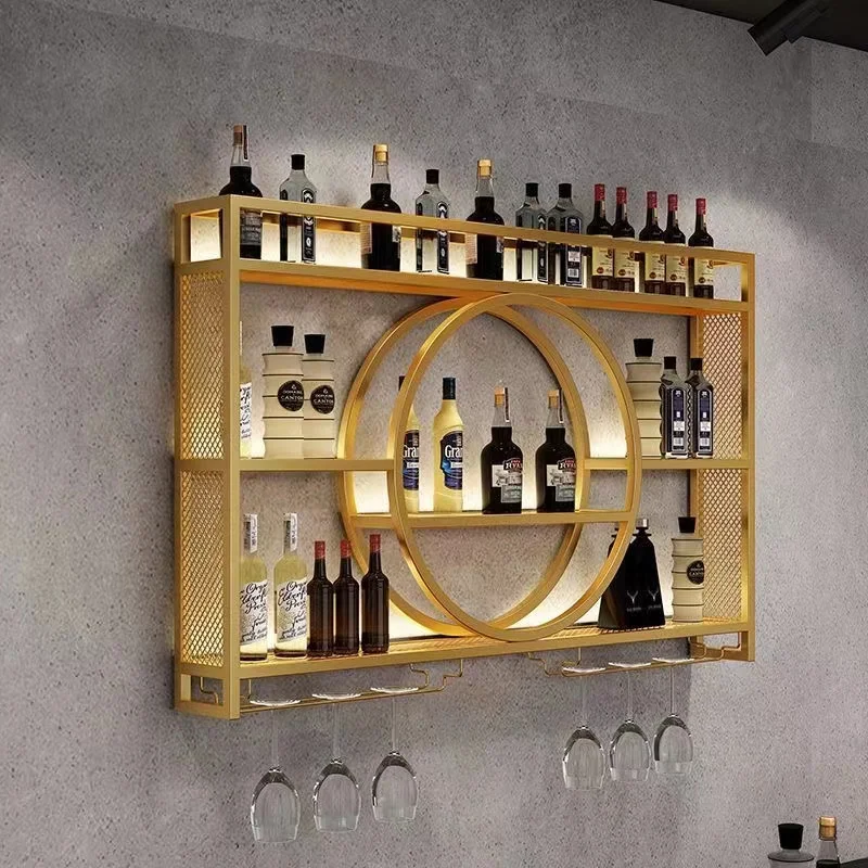 Glass Showcases For Collection Drinks Cabinet Decoration Bar Wine Cabinets Canteen Wall Furniture Bars Liquors Fridge Golden