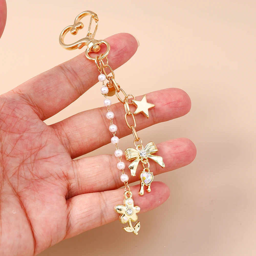 Aihua süße Y2K Metall Perle Liebe Herz Schleife Schlüsselanhänger für Frauen Mädchen Handtasche Anhänger DIY Schlüsselanhänger handgemachte Schmuck Geschenke – Detail 6