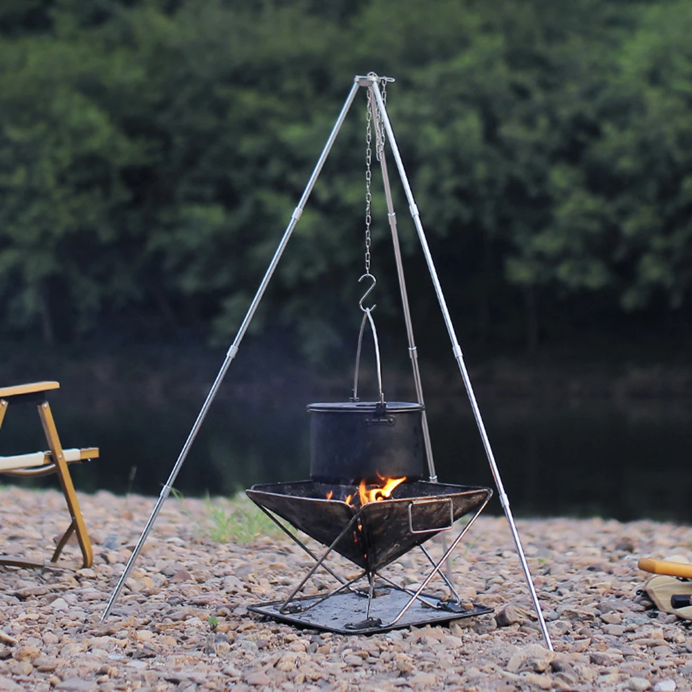 Camping Cooking Pot Tripod - Camping Bonfire Tripod Aluminum Alloy Detachable