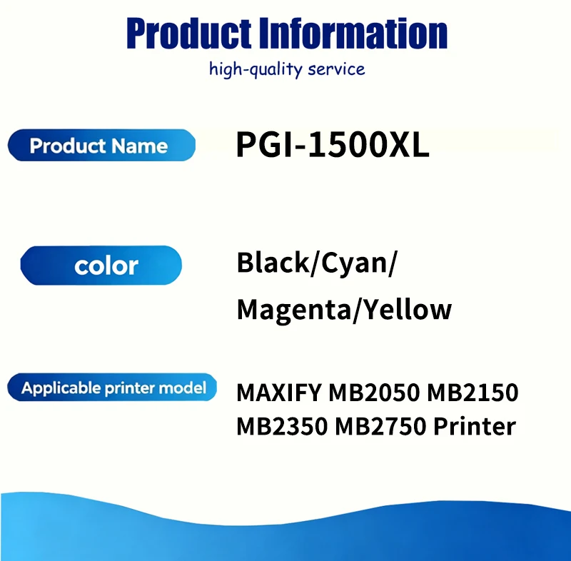 1/2/3/4 Sets PGI-1500XL PGI-1500 PGI 1500XL Ink Cartridge Compatible for Canon MAXIFY MB2050 MB2150 MB2350 MB2750 Printers