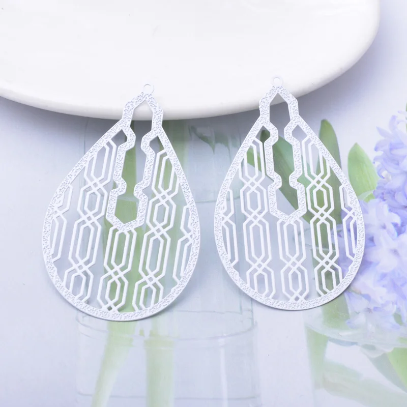 30 Stück AB3767 52*32mm Messing lackierte Tropfenform Laser-geschnittene Anhänger DIY Schmuck Ohrring Zubehör – Detail 10
