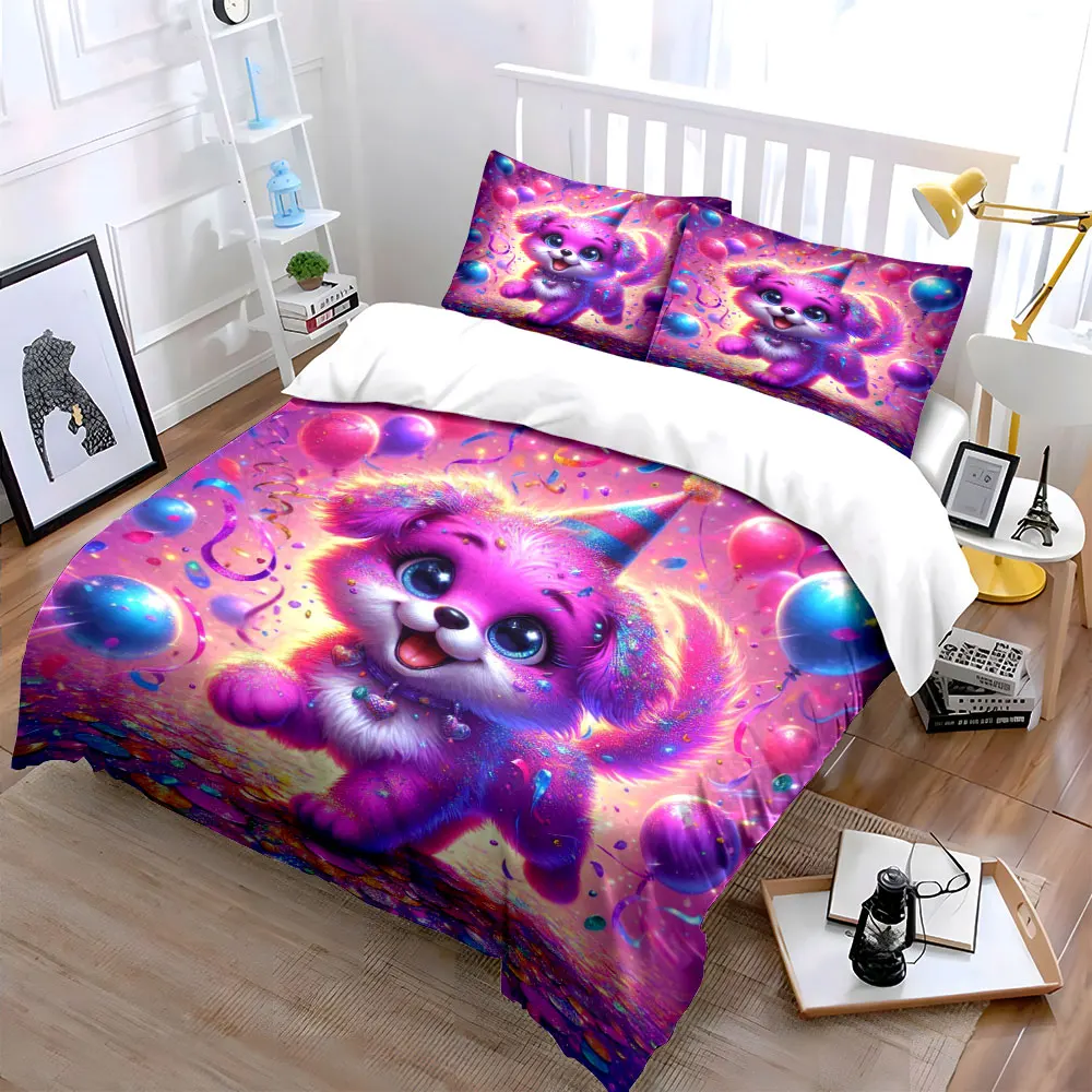 Colorful party animal celebration Printed Duvet Cover Set1 Duvet Cover+2 PillowcaseMulti Size Bedroom Bedding Decor