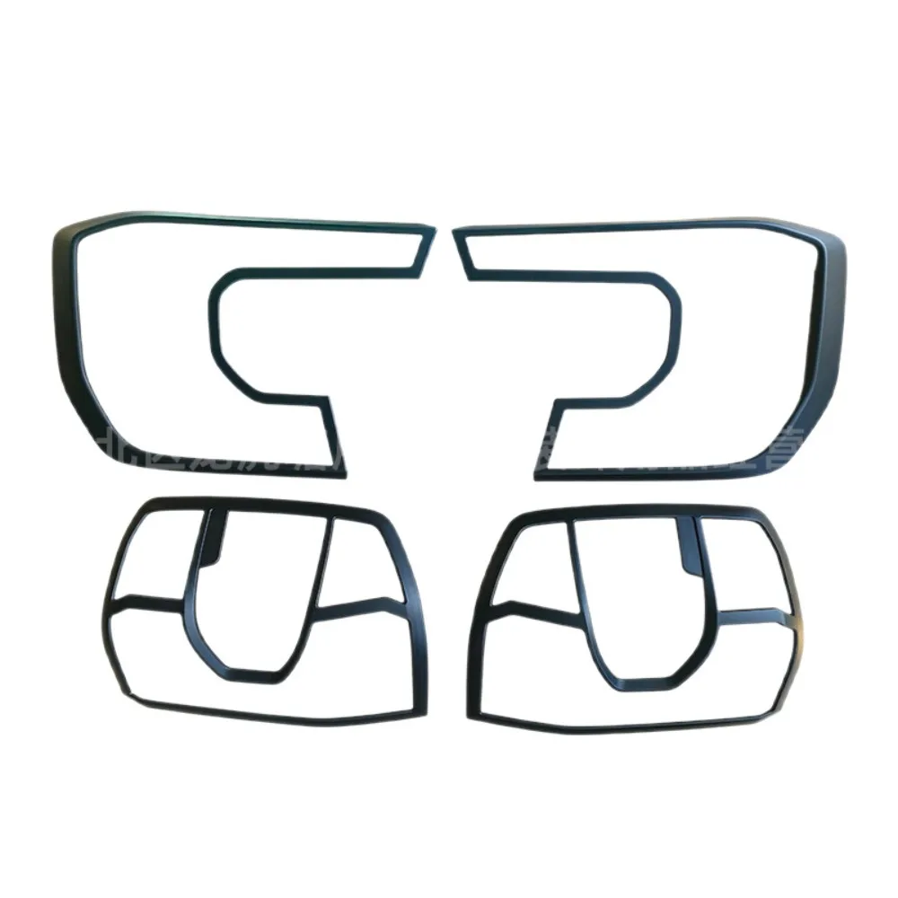 For 2023-2025 Ford Ranger T9 Matte Black Headlight & Tail Lamp Cover Guards Protection 4Pcs High-Quality Replacement Parts