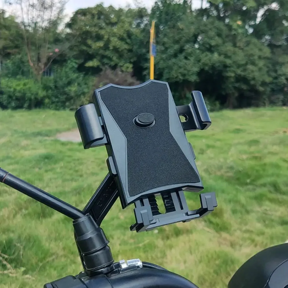 قفل ميكانيكي حامل جوّال بلاستيكي أسود حامل هاتف دراجة نارية قابل للتعديل زاوية عرض ملحقات ركوب الخيل في الهواء الطلق #6