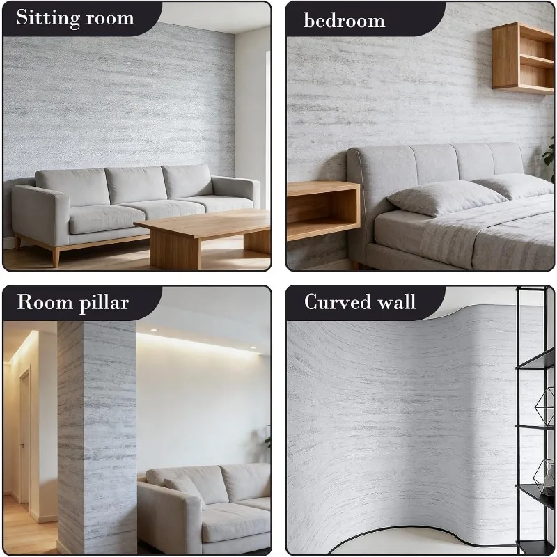 Self-Adhesive Faux Travertine Wallpaper Thick Foam Stone Textured Wall Panels Waterproof Stain-Resistant for Walls