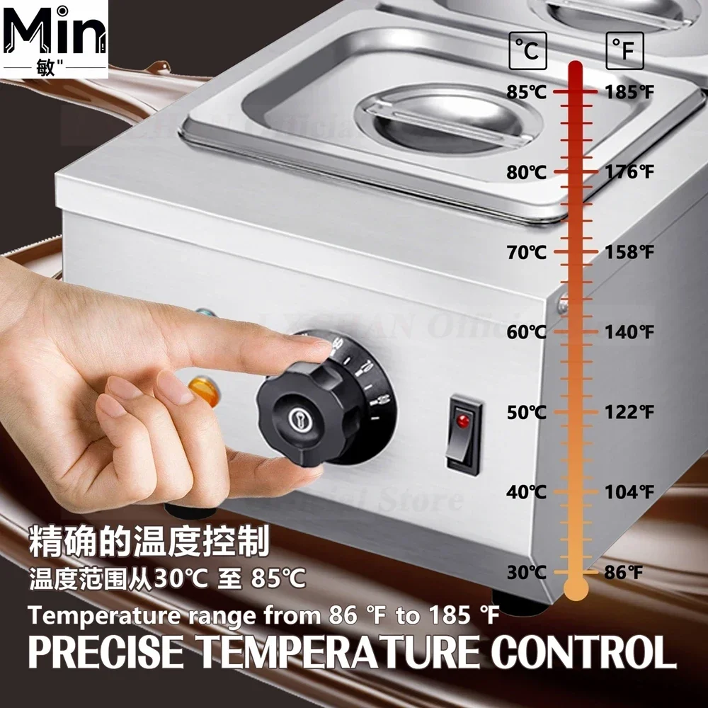 HomeWise 3L Capacity 30-85°C Temperature Control Chocolate Melter Warmer For Candy Making Baking Commercial Kitchen