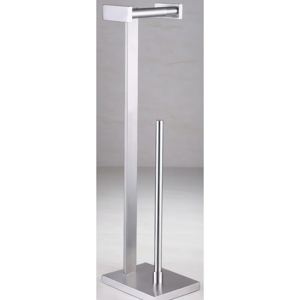 

Stainless Steel Free Standing Toilet Paper Holder, Brushed Finish, Rust-Proof for Bathroom Kitchen