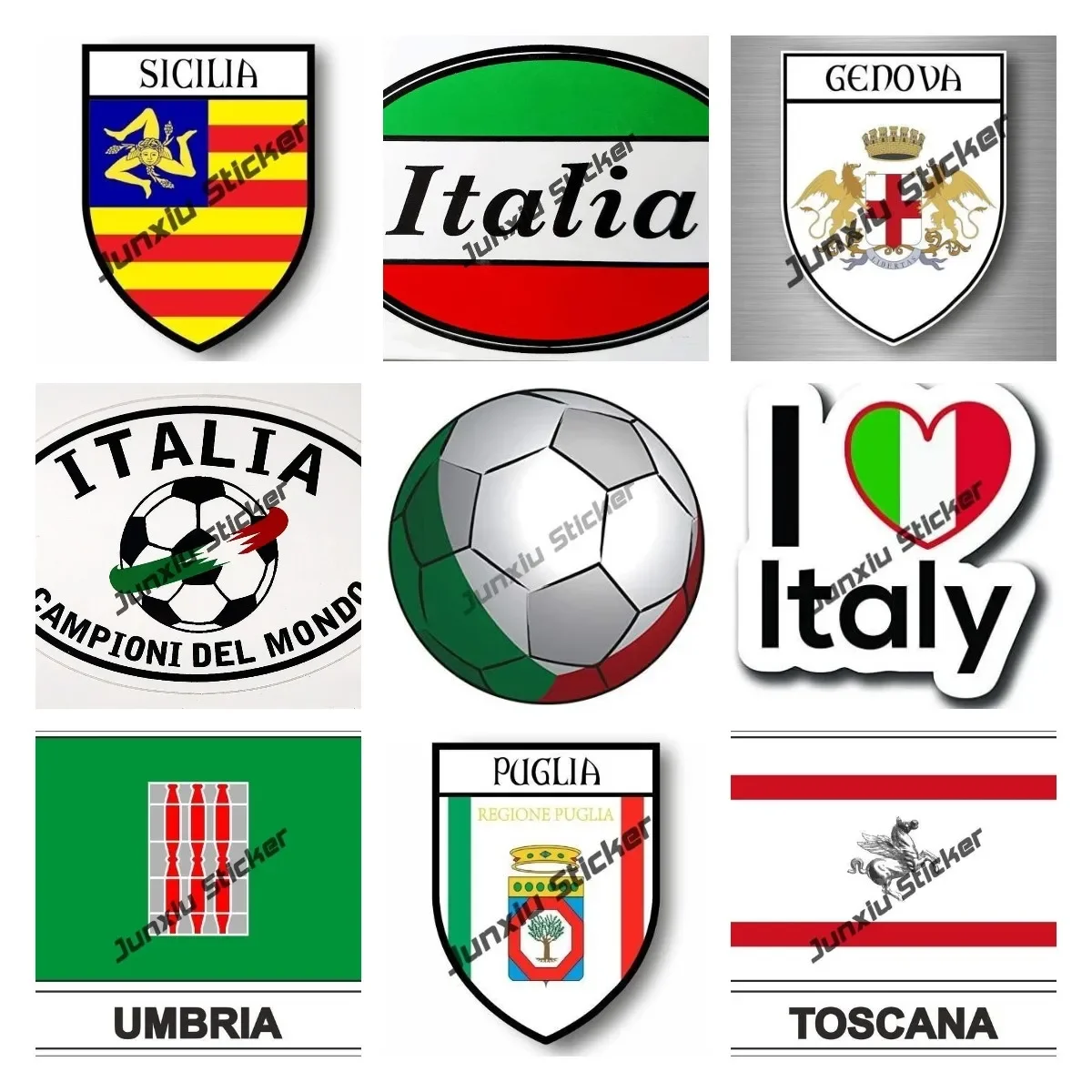 Italian Flag Football Vinyl Decal Italy Sicilia Sticker City Flag Shield Patriotism Decal for Cars Laptops Windows Trucks Walls