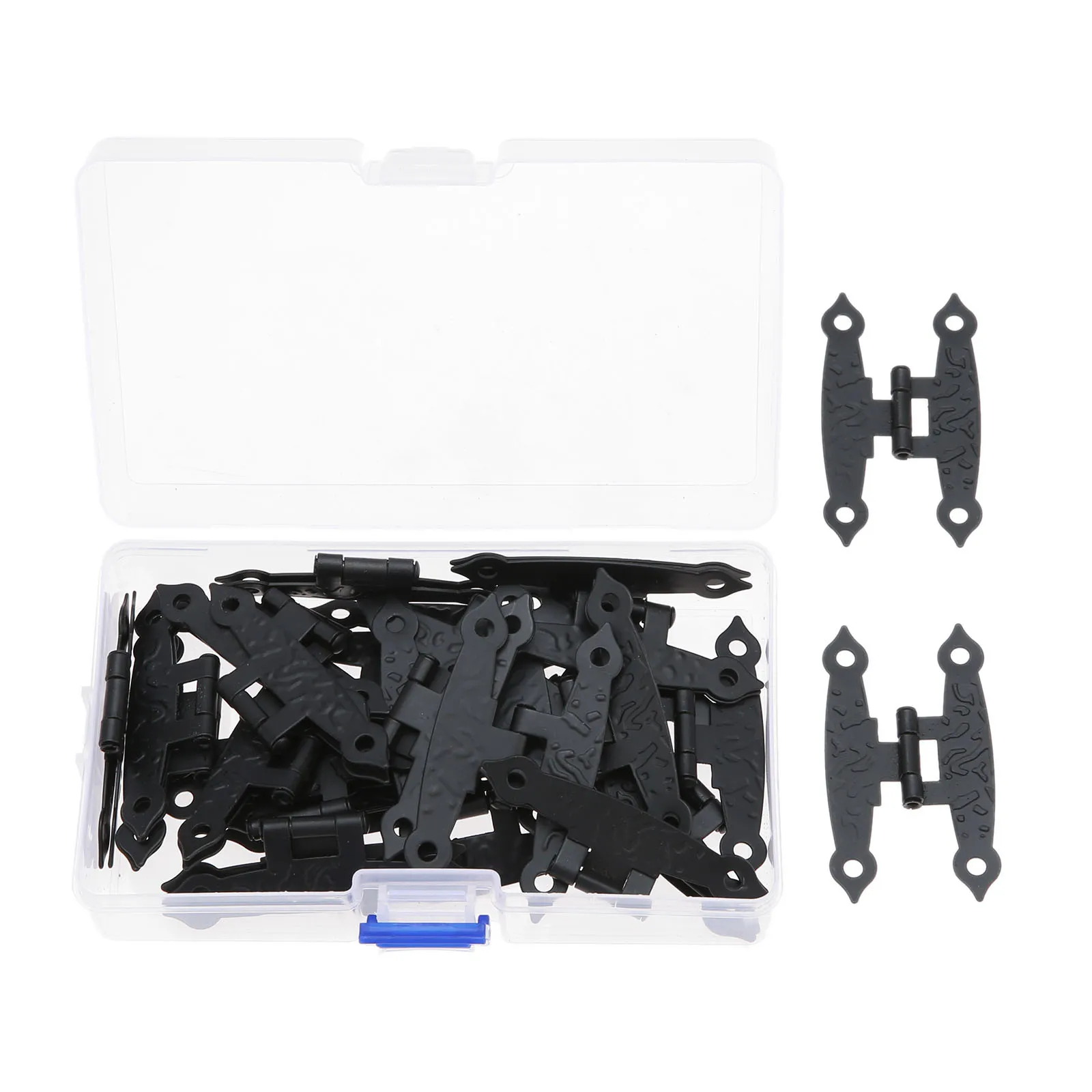 40Pcs H Decorative Hinge with Storage Box & 160Pcs Screws 65*33mm Iron Jewelry Wood Box Cabinet Door Luggage Furniture Hinges