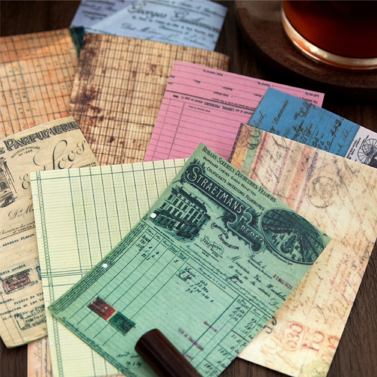 

48sheets/book Old Account List Series Creative Retro Aesthetics Washi Sticker Book DIY Scrapbooking Decorative Stickers