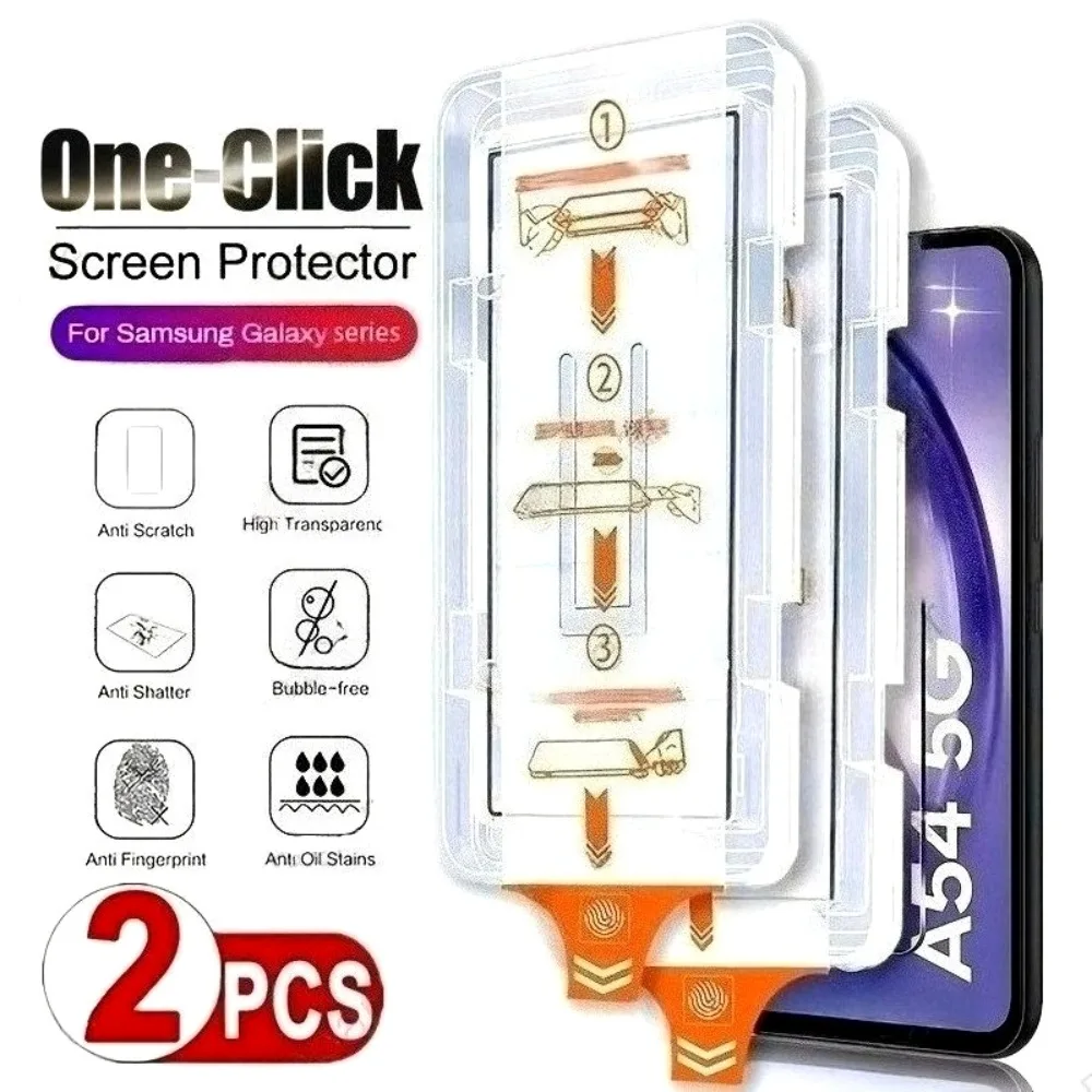 

2Pcs Ultra Clear Screen Protector for Samsung Galaxy A56 A55 A54 A53 A52 A36 A35 A34 A33 A26 A25 5G One Click Installation Glass