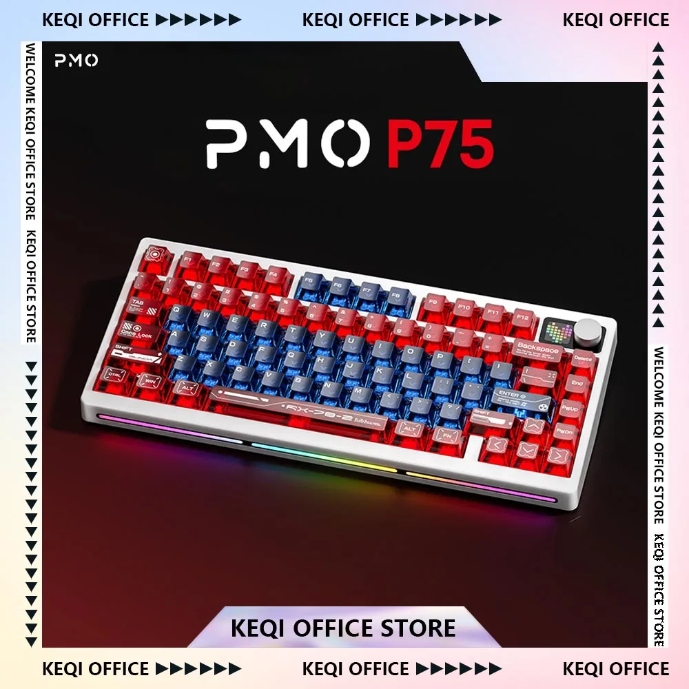 

Механическая клавиатура PMO P75, 3-режимная, беспроводная, Bluetooth, с возможностью горячей замены, для киберспорта, игровая, настраиваемая, аксессуары для ПК, подарки