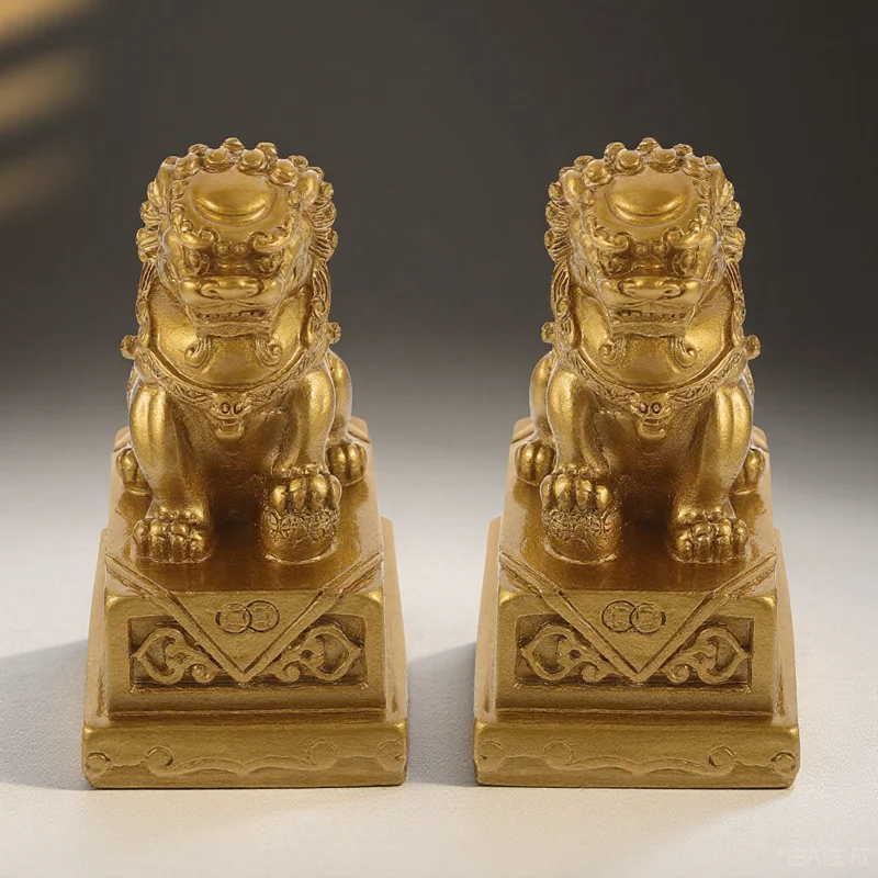 

2Pcs Resin Lion Statue Desktop Decoration Animals Ornament for Table Room Party Wild Sculpture Gift Idea