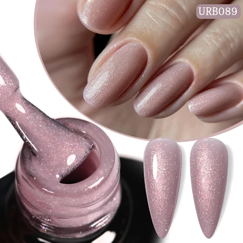 Imagen 2 del producto UR SUAGR 7ml Gel Base de goma con purpurina Gel de construcción esmalte de uñas Rosa desnudo semipermanente UV LED Gel de construcción rápida Nail Art