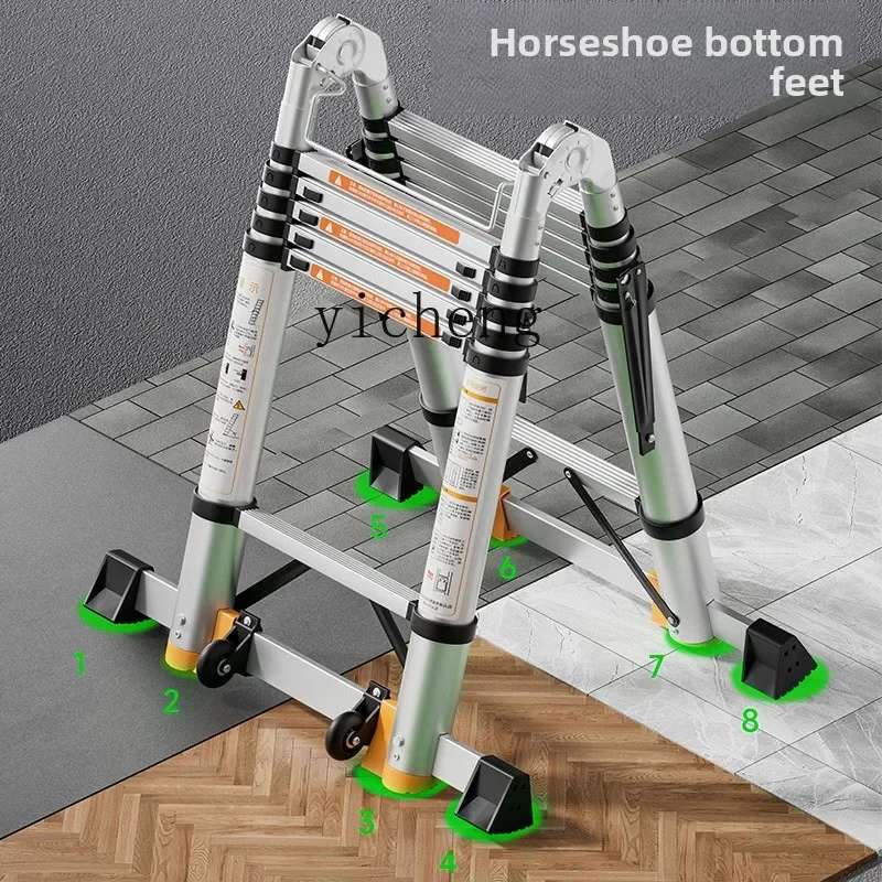 aluminum alloy herringbone ladder household telescopic ladder folding multi-function thickening portable