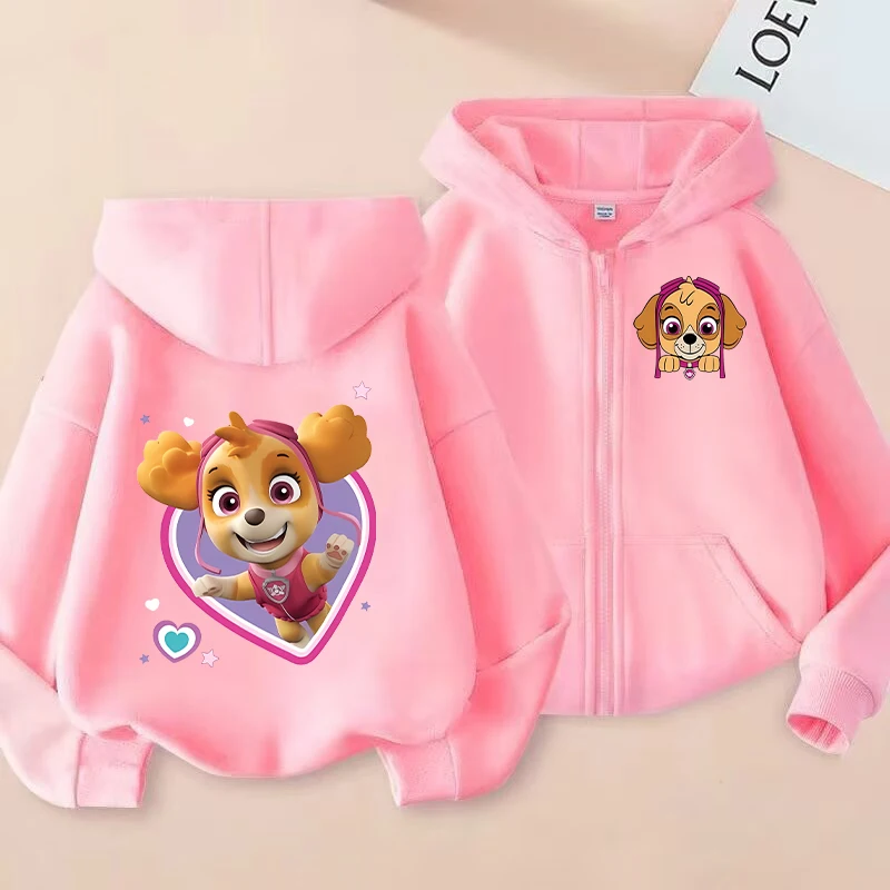 

Paw Patrol Sweet Coats for Girls Anime Cartoon Fashion Jackets Children Spring New Kawaii Hooded Zipper Coat Kids Clothes Gifts