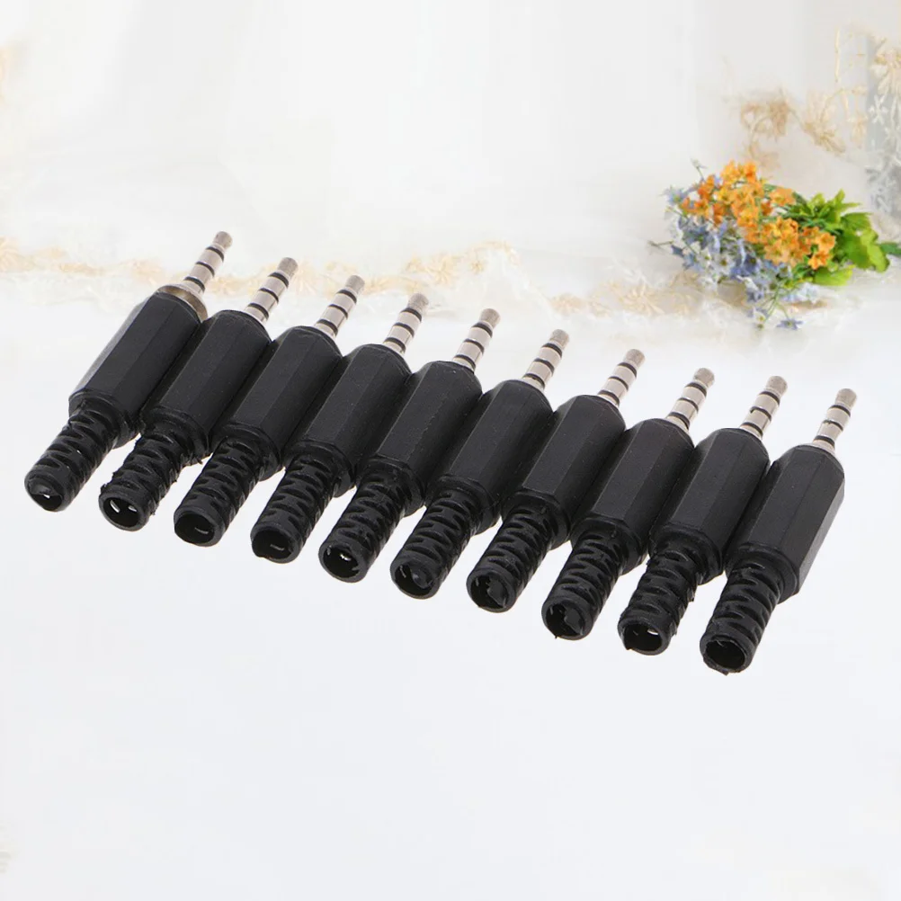 

10Pcs 3.5mm Audio Connector Headphone Plug Soldering Jack 4 Pole 3 Ring Replacement for Earphone Microphone Cable Repair