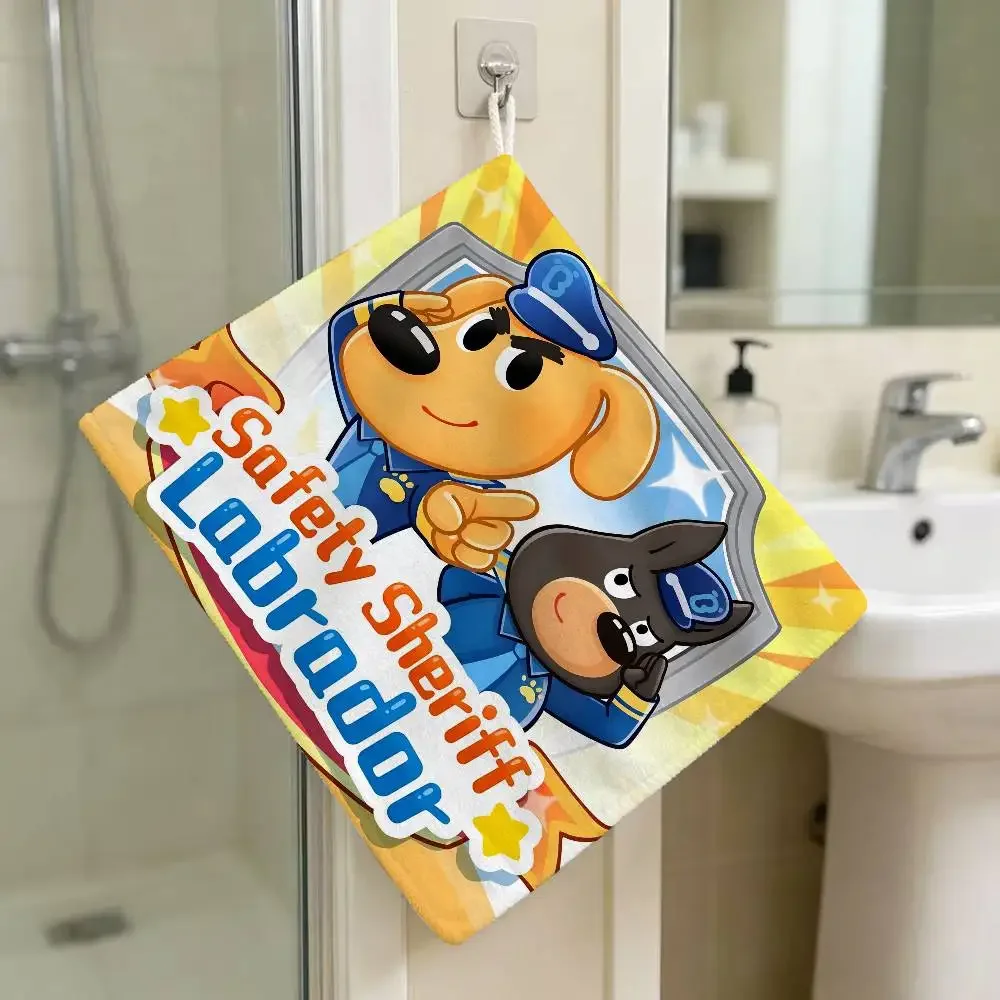 Sheriff Labradored Dog Household Hanging Towel Polyester Cotton Hand Wiping Towel Sturdy For Bathroom Bedroom