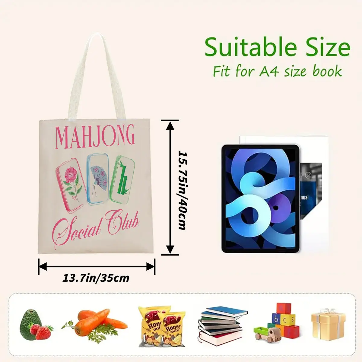 Watercolor Art of Mahjong Tiles Blue Fans, And Green Bamboo. Ideal for Grocery Shopping, Beach Trips, And Mahjong Club Meetups