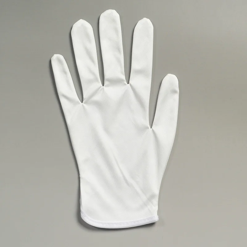 Guantes de tela ultrafinos sin polvo, etiqueta adecuada, joyería, gafas, reloj antisudor, antisudor, huellas de manos